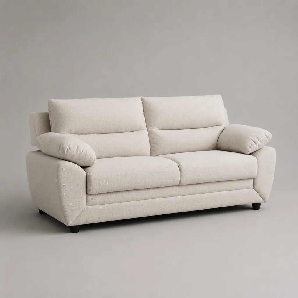 Divano a 3 posti in tessuto bianco rotto, 210 × 95 × 95 cm