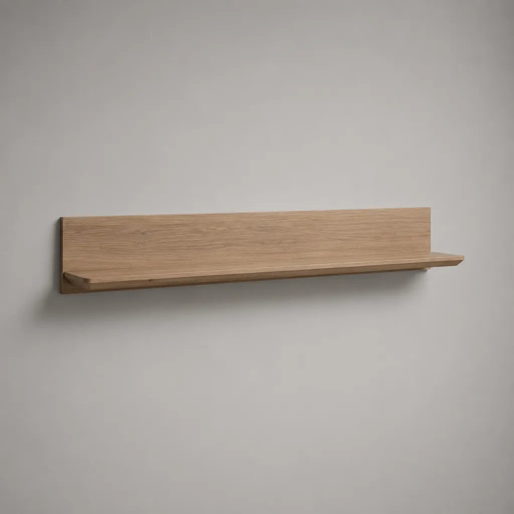 Ripiano a parete rettangolare in rovere massiccio marrone chiaro, 100 × 18 × 18 cm