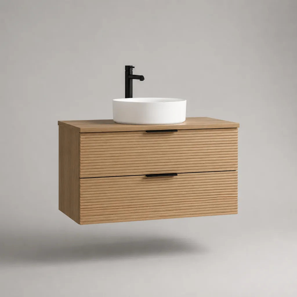 Armadio appeso in 2 cassetti MDF, rovere naturale e nero, 80 × 46 × 55 cm