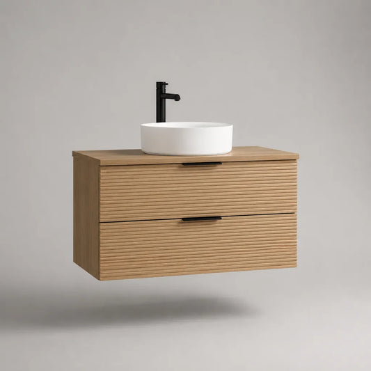 Armadio appeso in 2 cassetti MDF, rovere naturale e nero, 80 × 46 × 55 cm