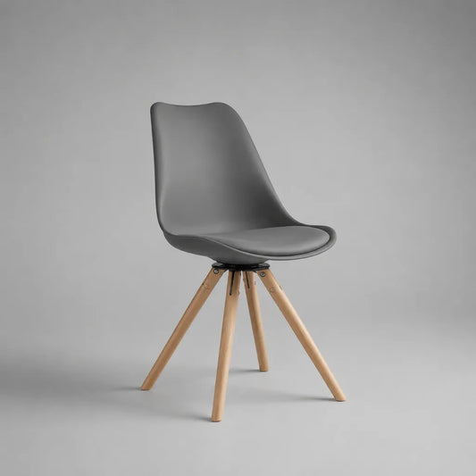 Sedia grigia in polipropilene e PU con piedi in faggio, 49 × 53 × 82 cm